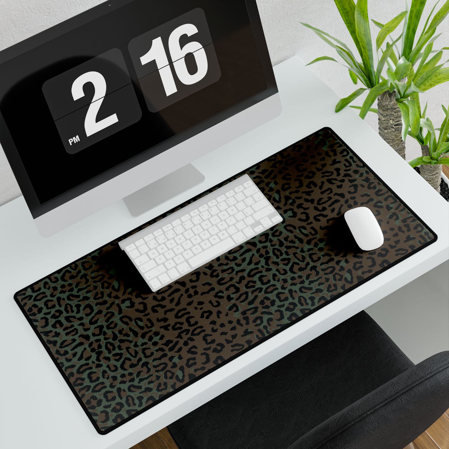 Leopard Spot Camo Computer Desk Mat Black Leopard Print Desk Mat
