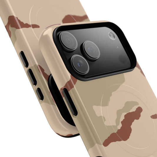 Three-Color Desert Camo MagSafe iPhone 17 Pro Max Field Case close-up view