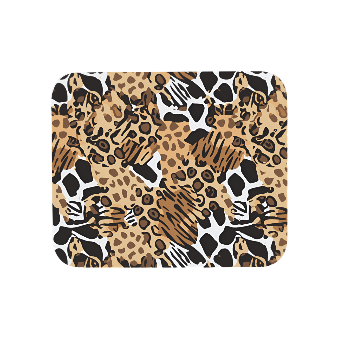 Animals Camo Mouse Pad Rectangular Coaster Rounded Corners Brown