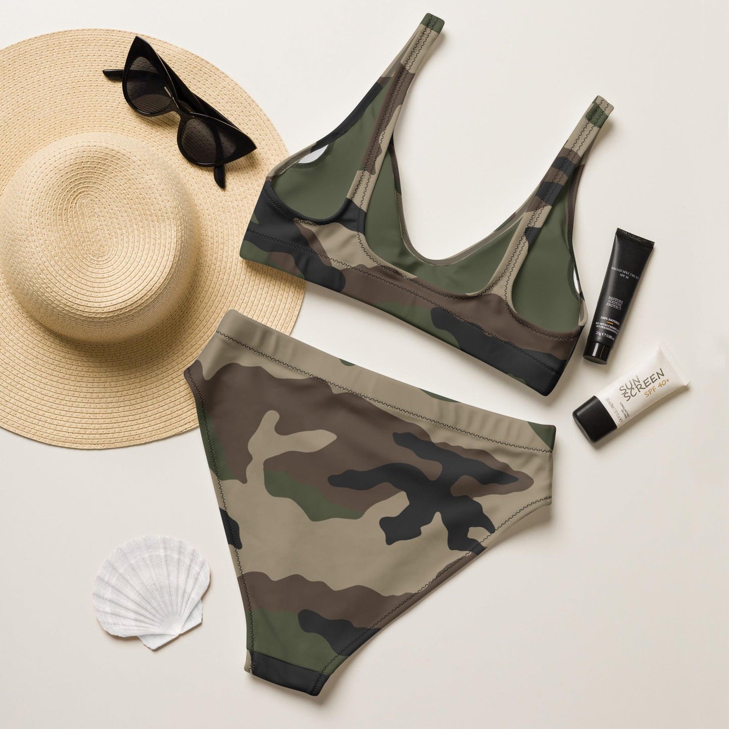 Centre-Europe Camo High-Waisted Bikini Set _ Concealing Coloration.