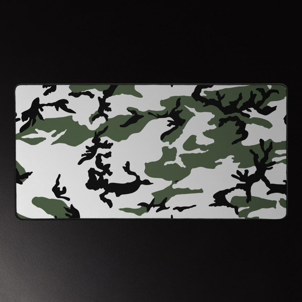 Three Color Snow Camo Desk Mat Camouflage Patterned Mouse Pad White Green