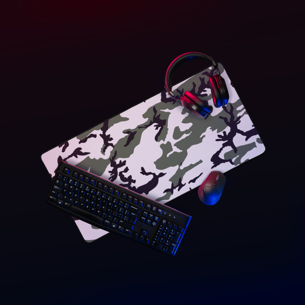 Three Color Snow Camo Desk Mat Peripheral Set Camouflage Mousepad Black