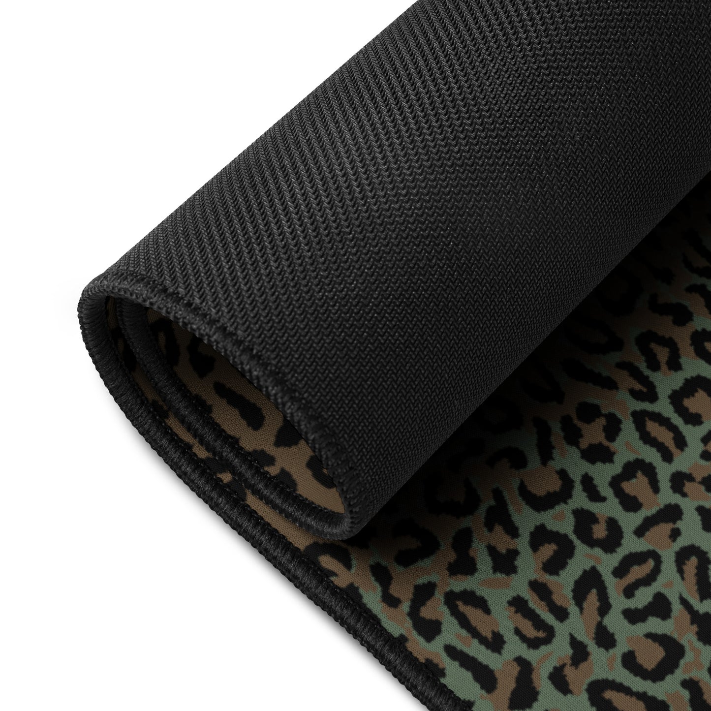 Leopard Spot Camo Computer Desk Mat Rolled Up Mat Black Textured Underside