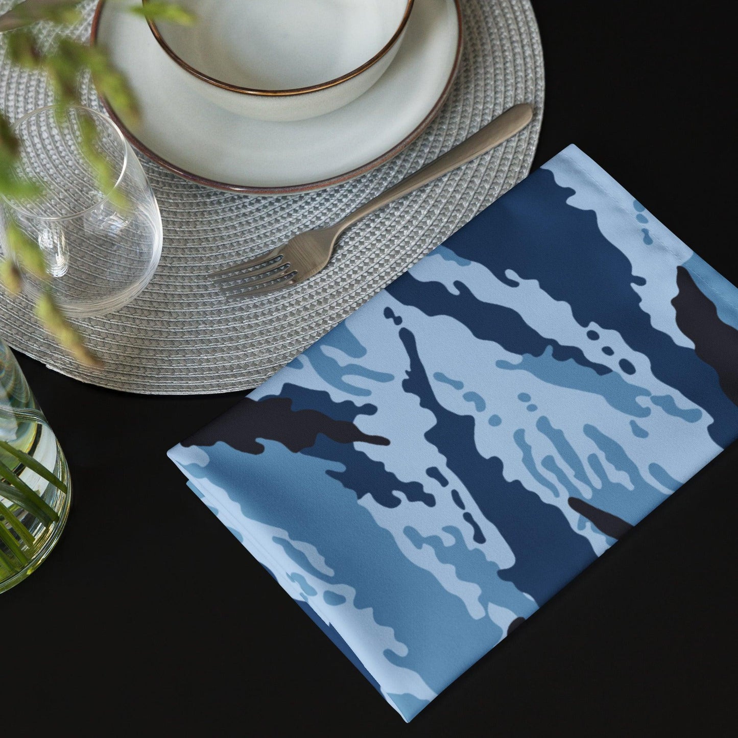 Kamysh Blue Camo Cloth Napkin Set - Concealing Coloration