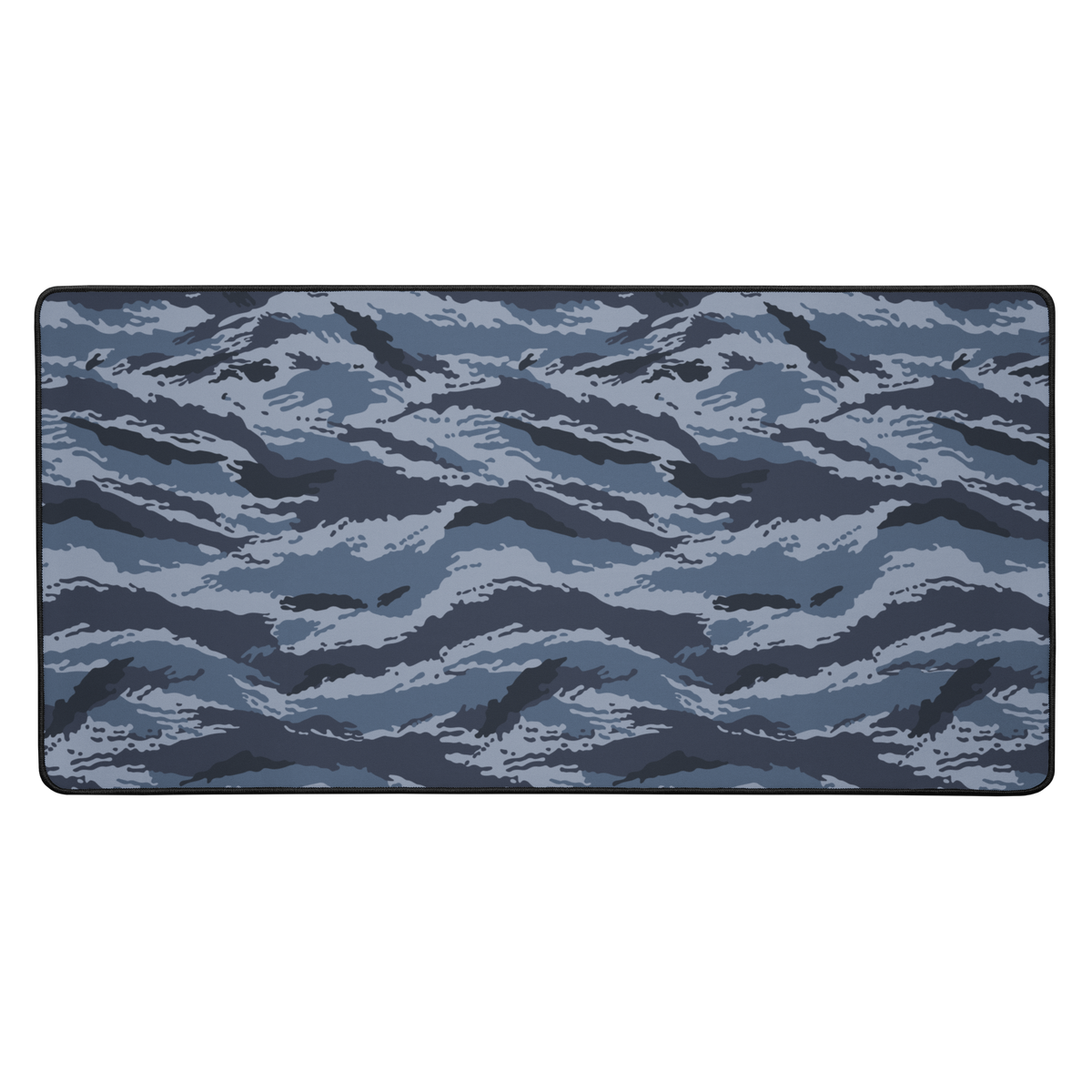 Kamysh Blue Camo Computer Desk Mat, front view.
