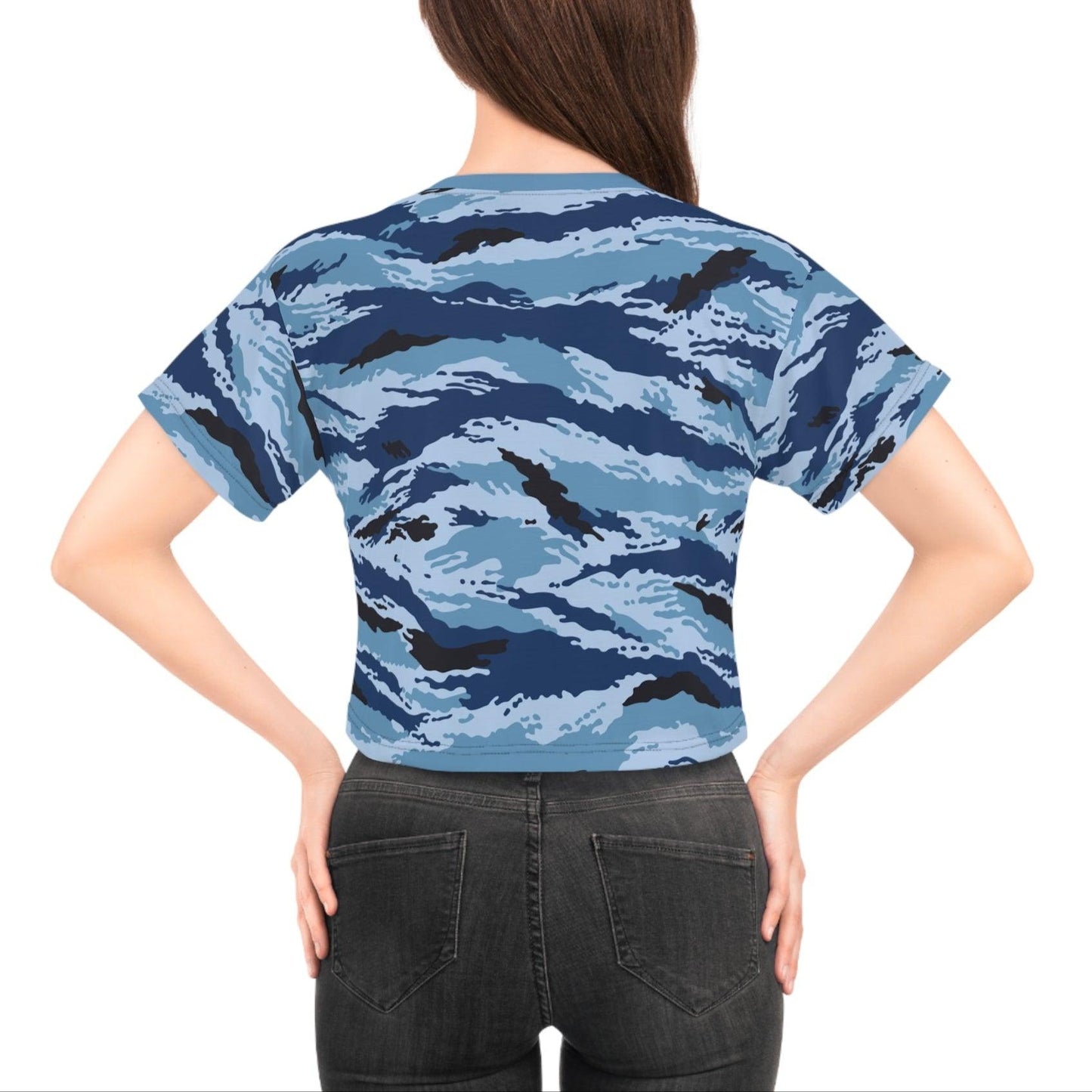 Kamysh Blue Camo Cropped T-Shirt - Concealing Coloration