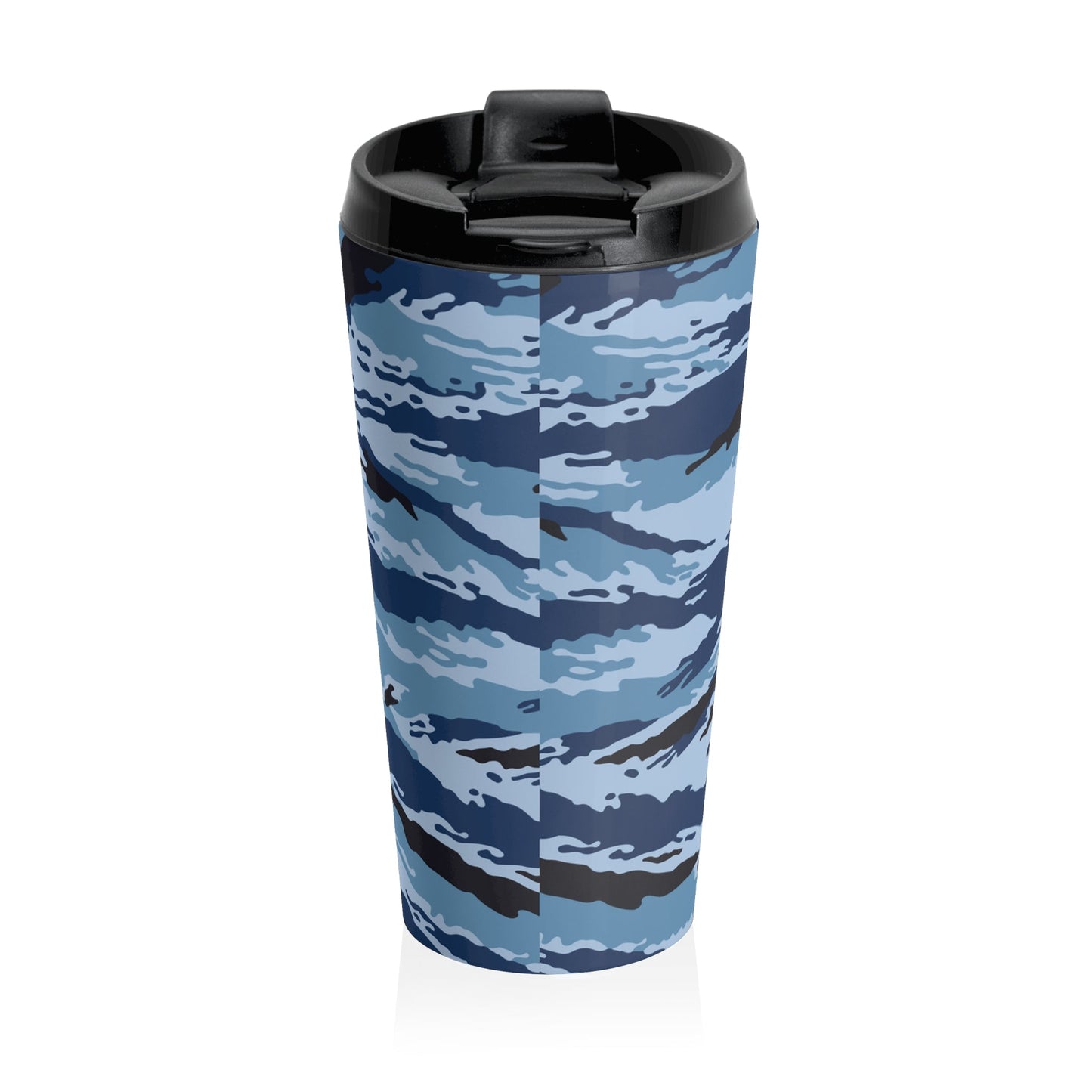 Kamysh Blue Camo Stainless Steel Travel Mug - Concealing Coloration