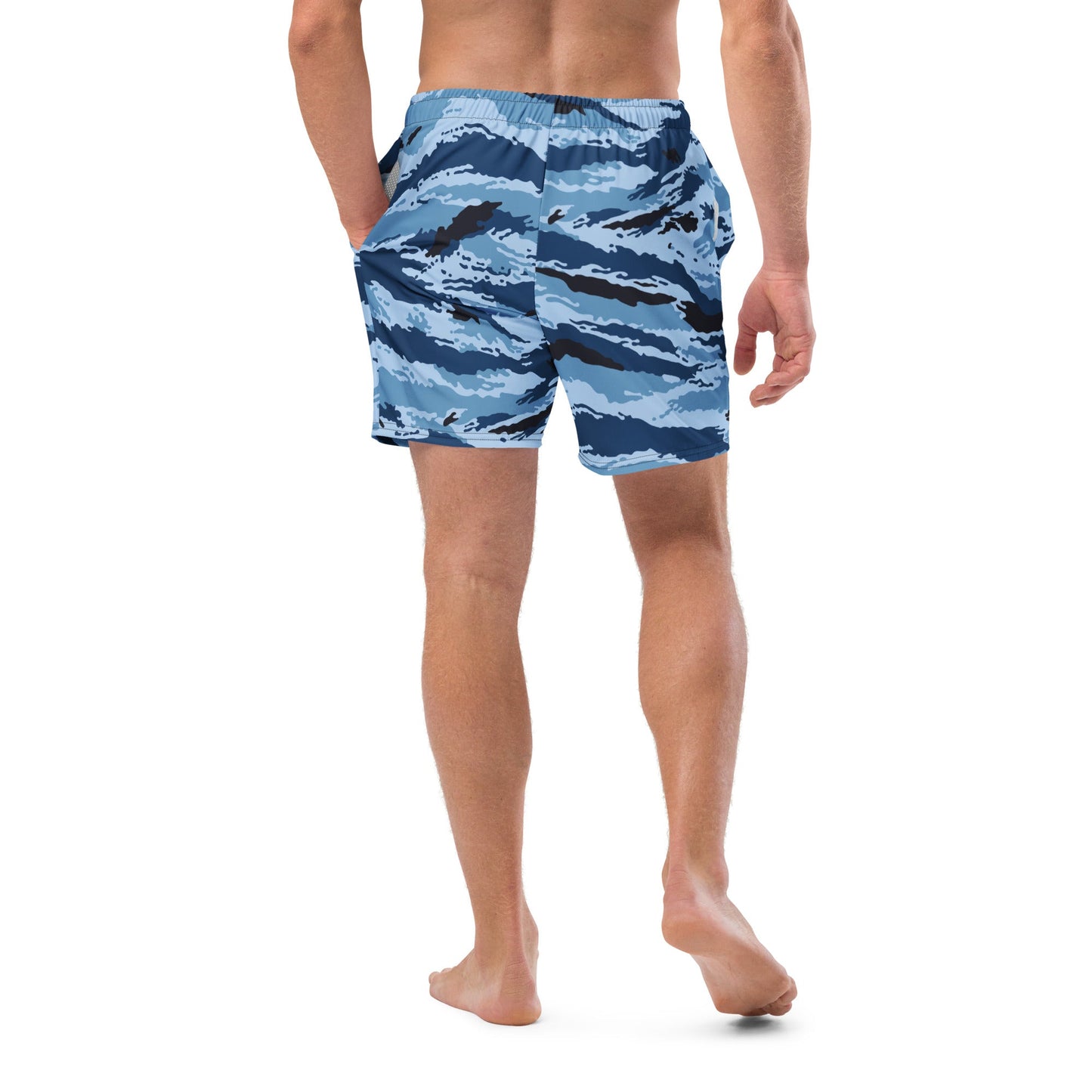 Kamysh Blue Camo Swim Trunks _ Concealing Coloration