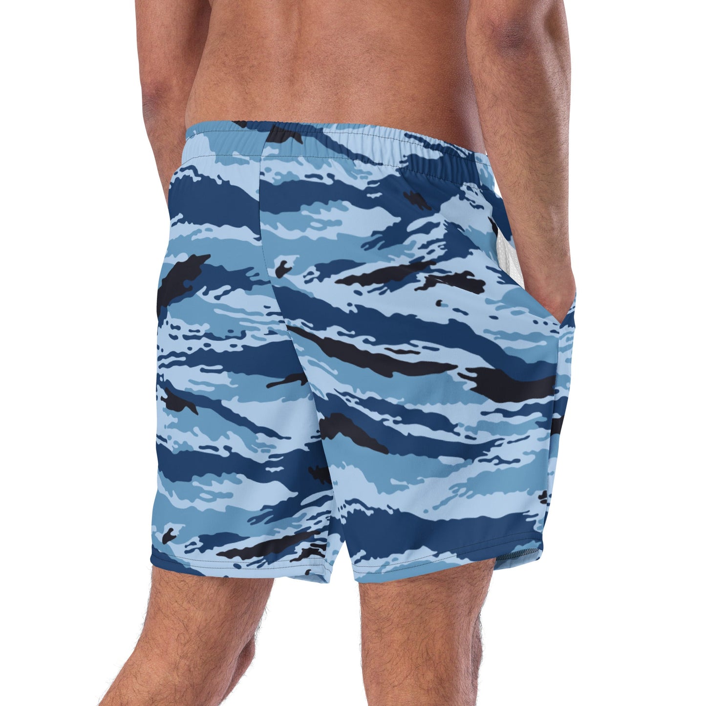 Kamysh Blue Camo Swim Trunks _ Concealing Coloration