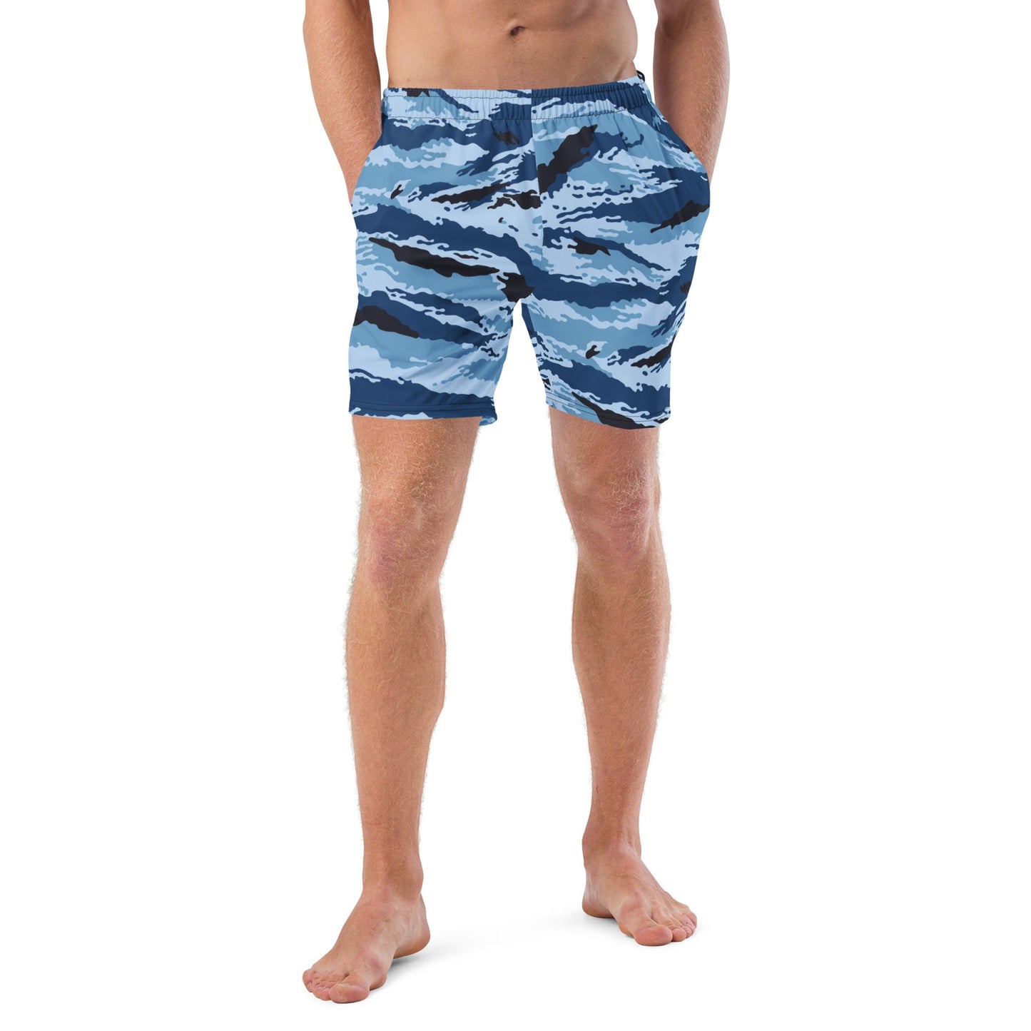 Kamysh Blue Camo Swim Trunks _ Concealing Coloration