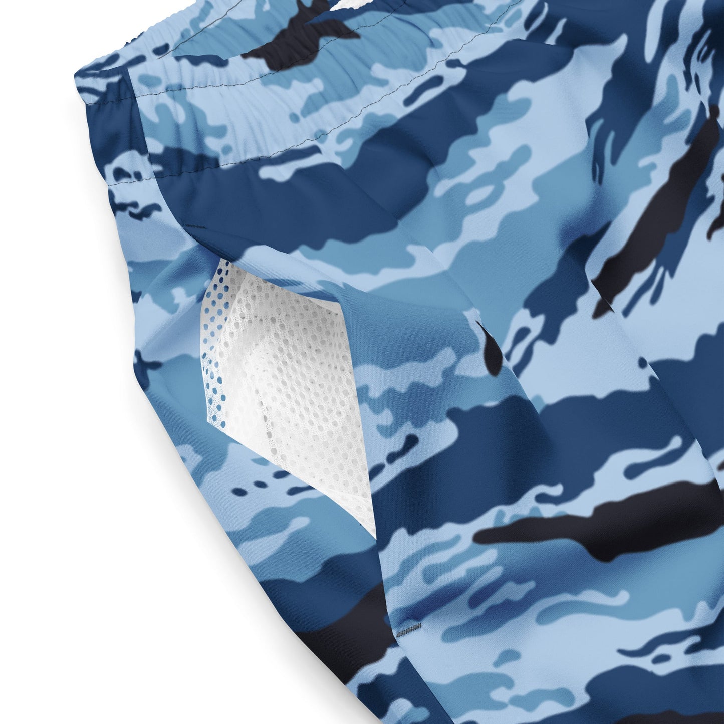 Kamysh Blue Camo Swim Trunks _ Concealing Coloration