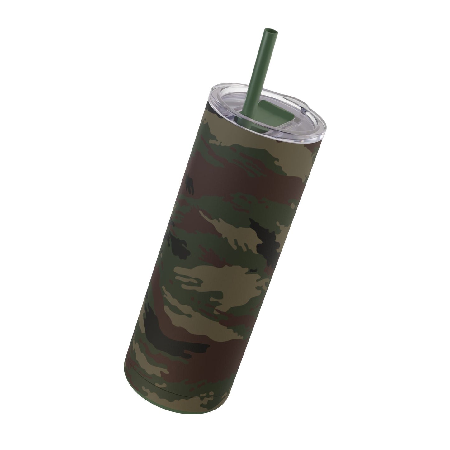 Kamysh Woodland Camo Skinny 20oz Tumbler with Straw _ Concealing Coloration