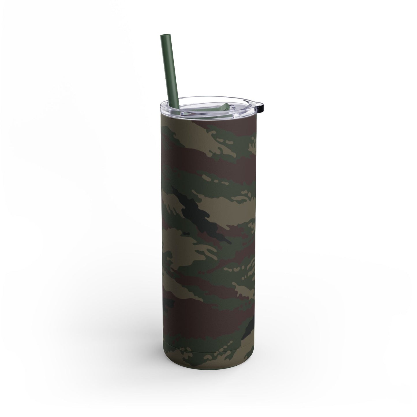 Kamysh Woodland Camo Skinny 20oz Tumbler with Straw _ Concealing Coloration