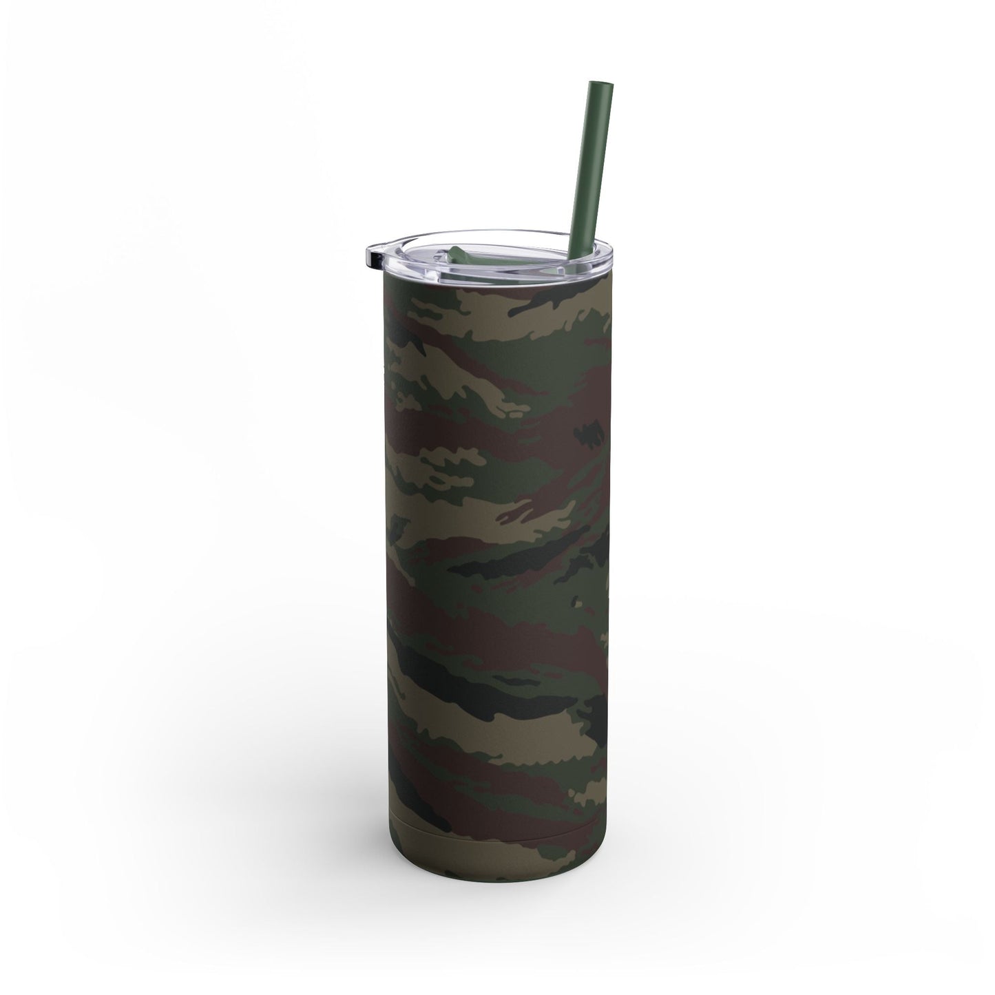Kamysh Woodland Camo Skinny 20oz Tumbler with Straw _ Concealing Coloration