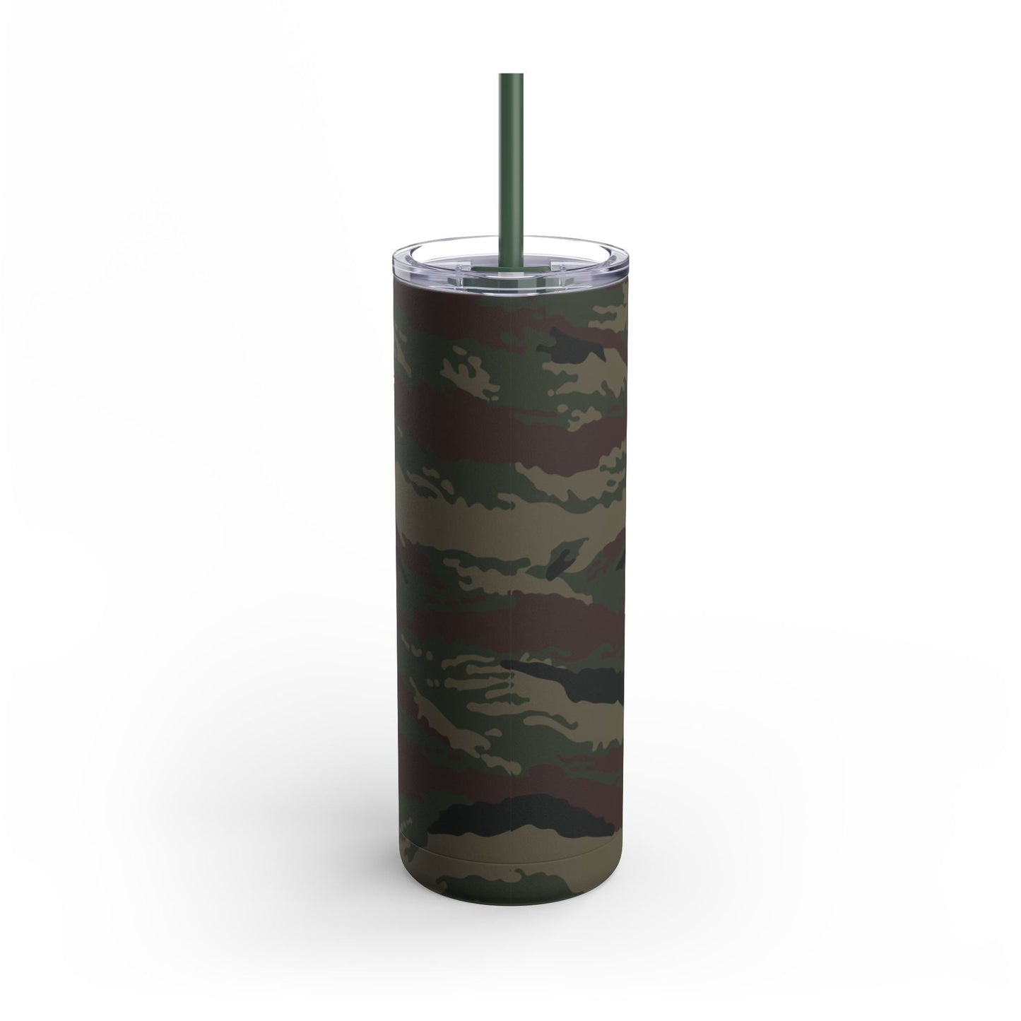 Kamysh Woodland Camo Skinny 20oz Tumbler with Straw _ Concealing Coloration