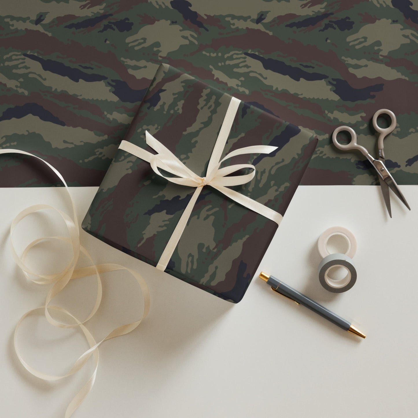 Kamysh Woodland Camo Wrapping Paper Sheets _ Concealing Coloration