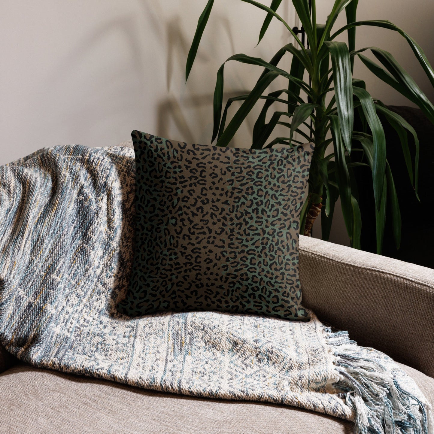 Leopard Spot Camo 18" Throw Pillow _ Concealing Coloration