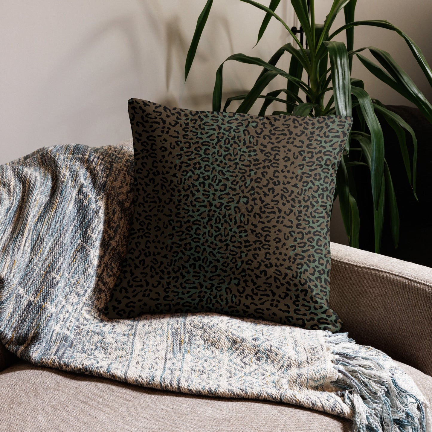 Leopard Spot Camo 22" Throw Pillow _ Concealing Coloration