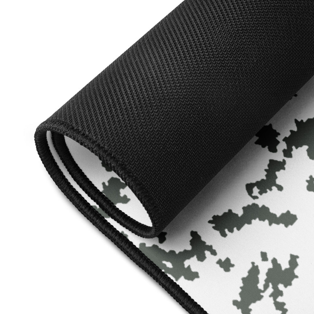 M05 Snow Camo Desk Mat Black Backed Mouse Pad White Gray