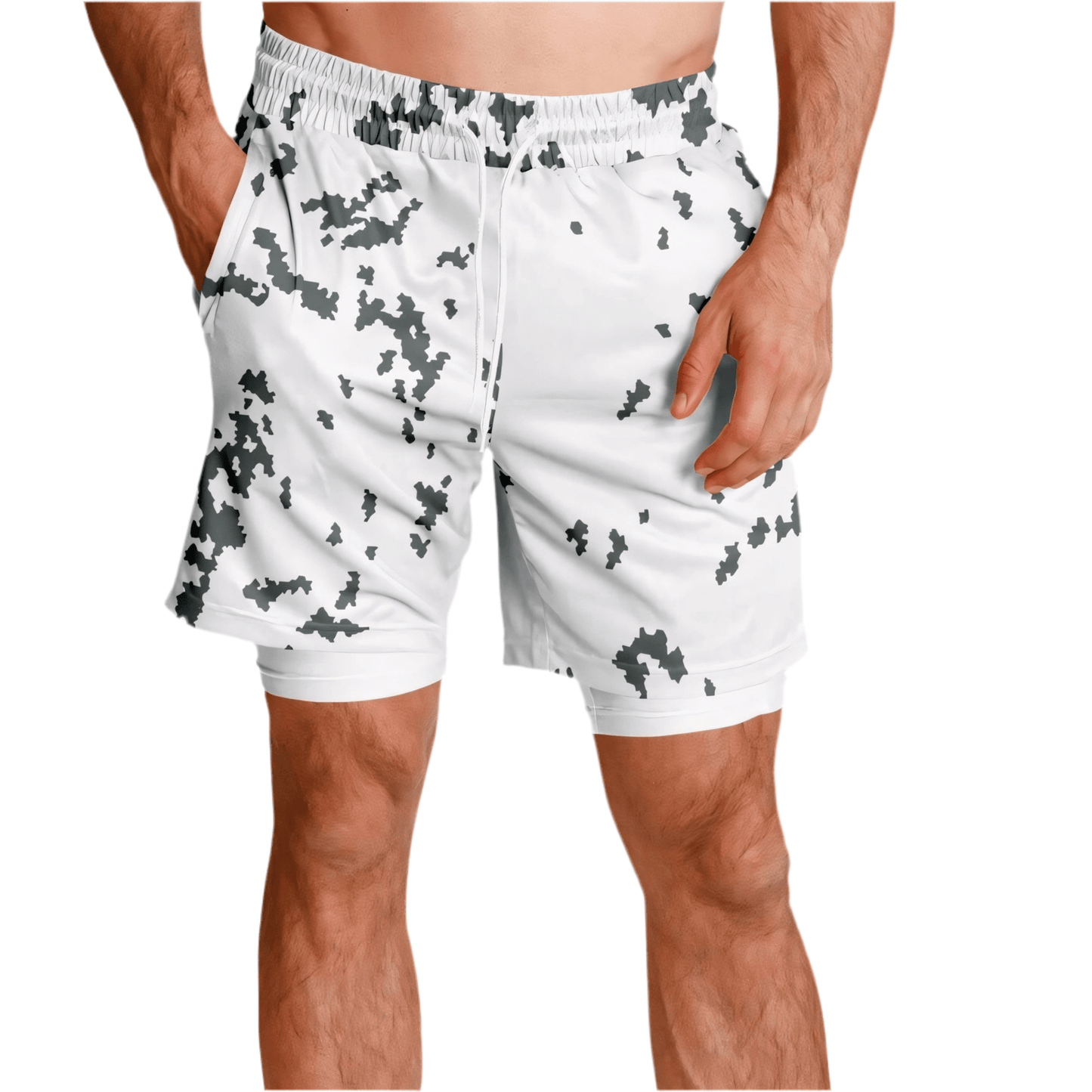 M05 Snow Camo Lined Shorts 7" _ Concealing Coloration