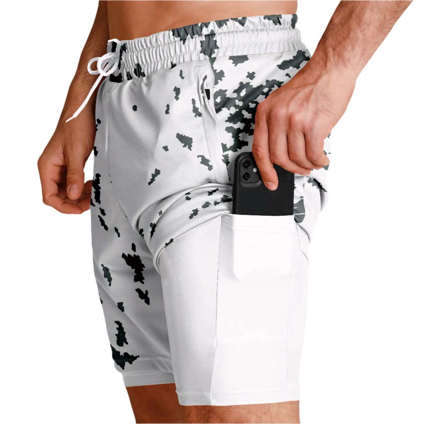 M05 Snow Camo Lined Shorts 7" _ Concealing Coloration
