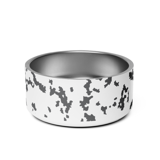 M05 Snow Camo Pet Bowl, front view.
