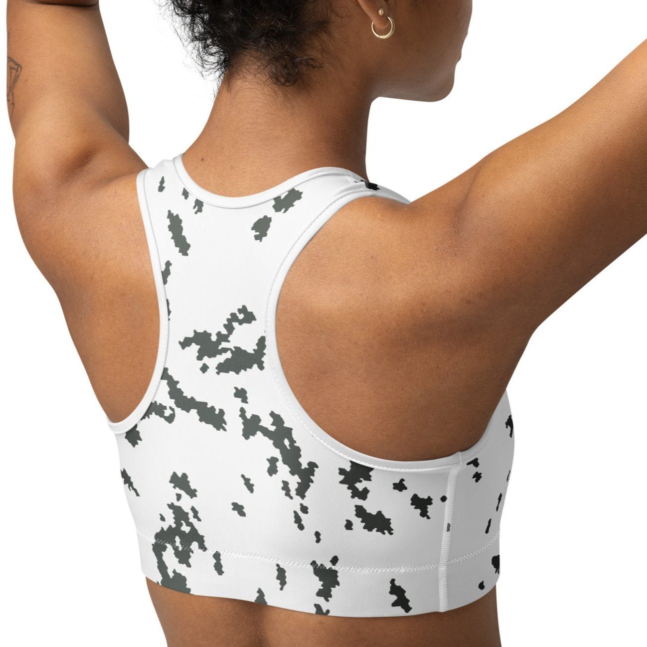 M05 Snow Camo Racerback Sports Bra - Concealing Coloration