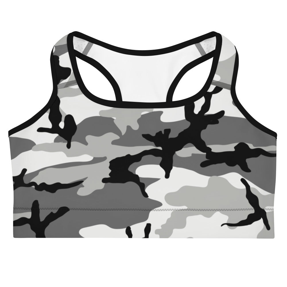 M81 Urban Camo Racerback Sports Bra _ Concealing Coloration