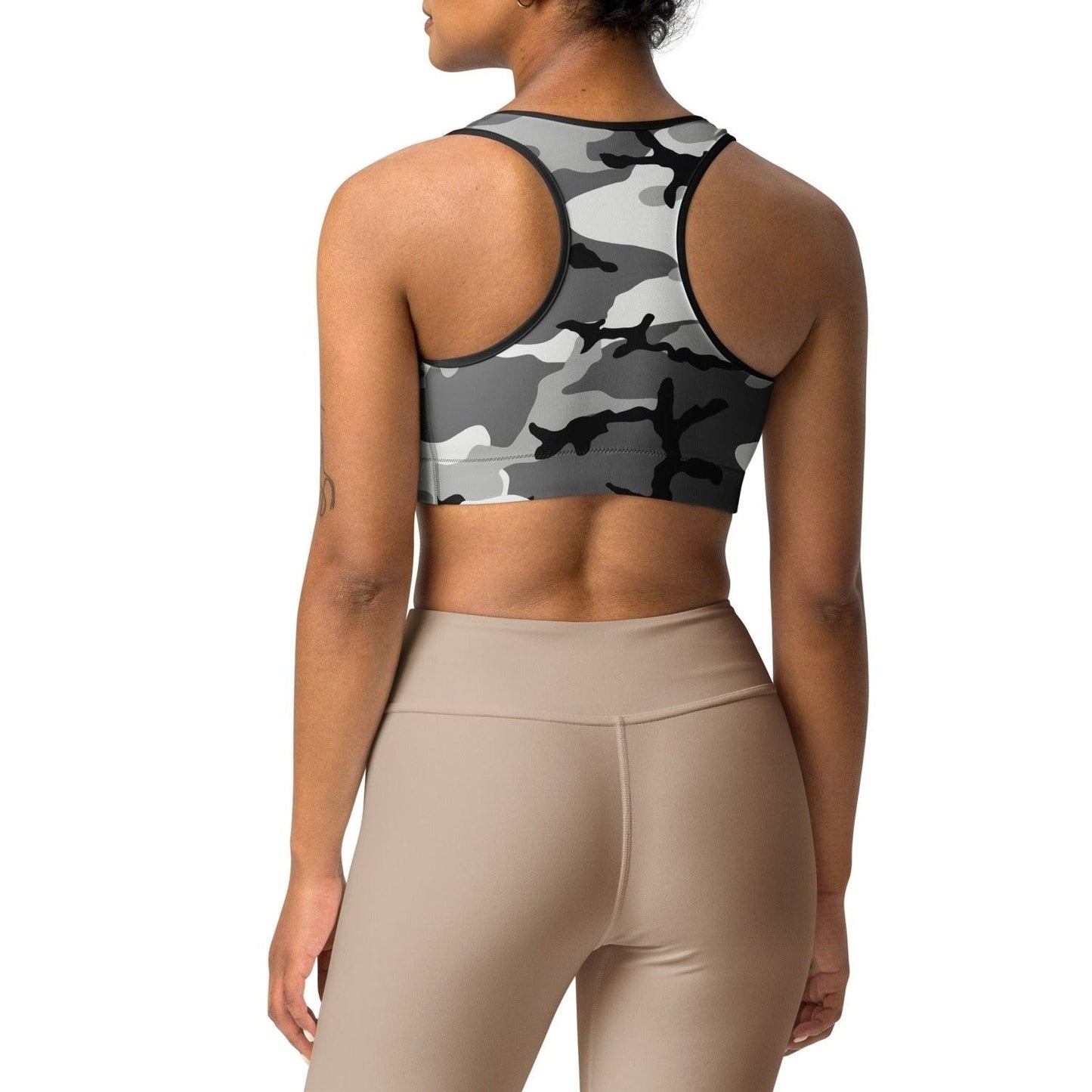 M81 Urban Camo Racerback Sports Bra _ Concealing Coloration