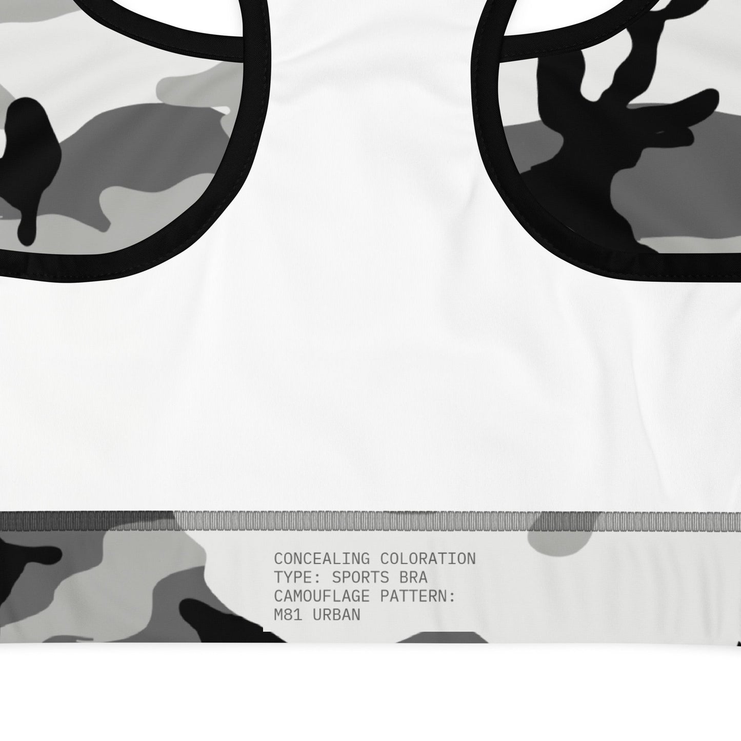 M81 Urban Camo Racerback Sports Bra _ Concealing Coloration