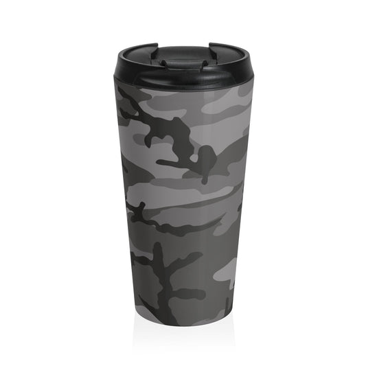 M81 Urban Camo Stainless Steel 15oz Travel Mug (Gray-Dominant) - Concealing Coloration