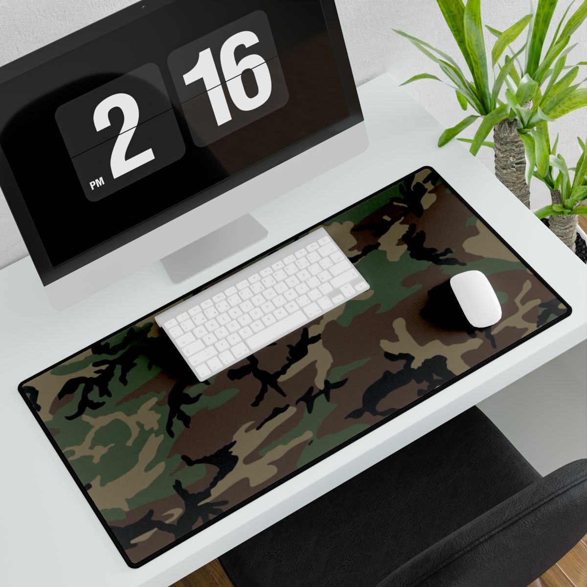 M81 Woodland Camo Computer Desk Mat - Concealing Coloration