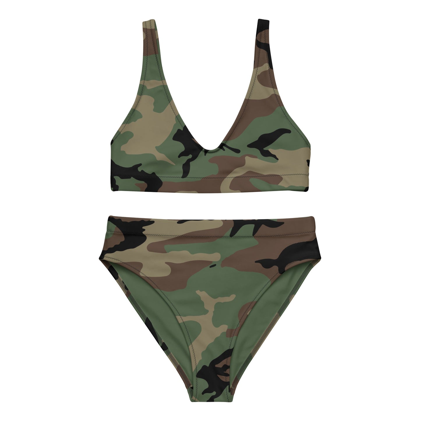 M81 Woodland Camo High-Waisted Bikini Set _ Concealing Coloration