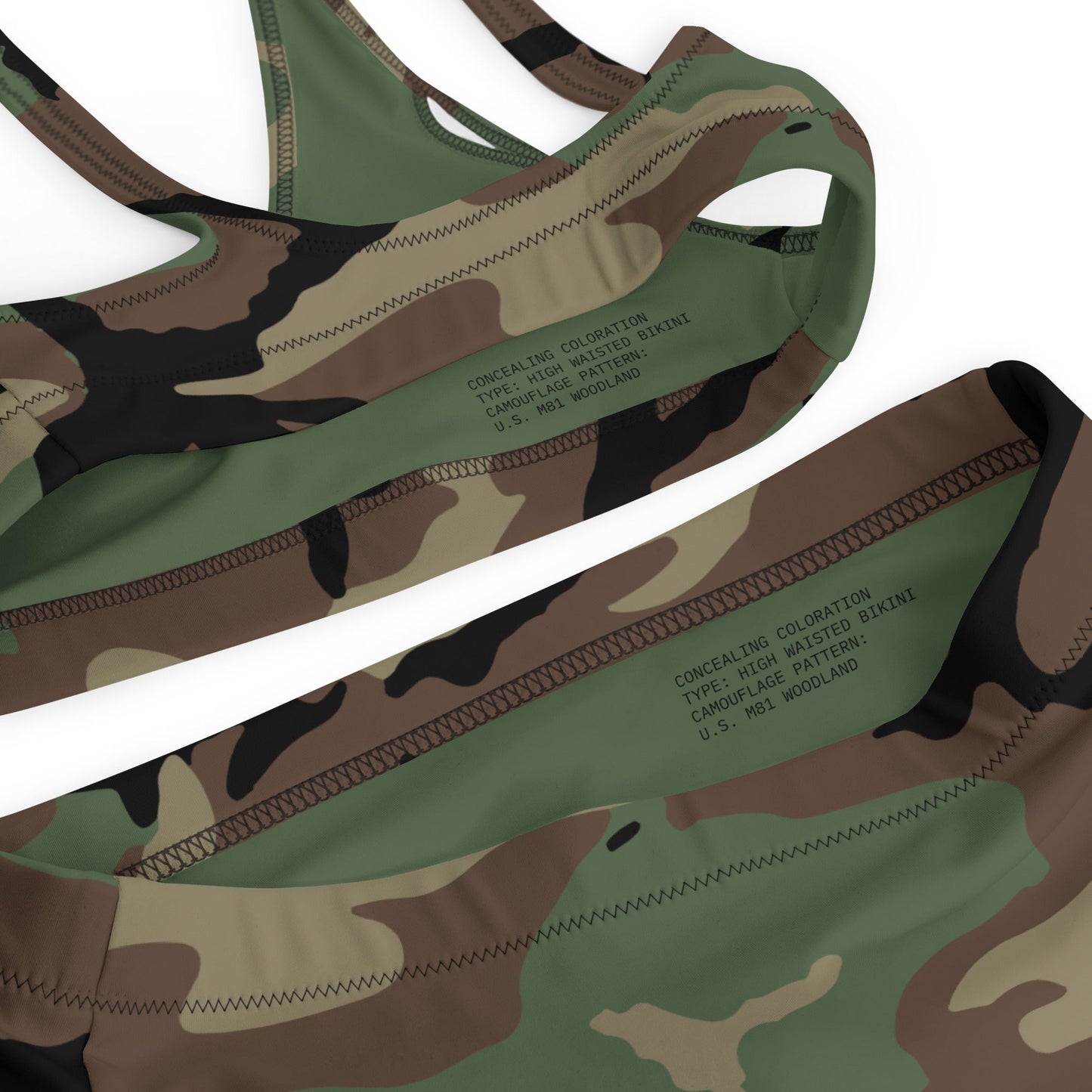 M81 Woodland Camo High-Waisted Bikini Set _ Concealing Coloration