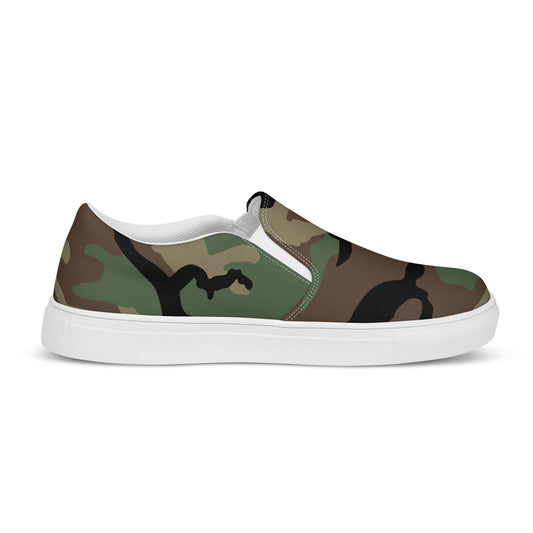 M81 Woodland Camo Men’s Slip-On Sneaker - Concealing Coloration