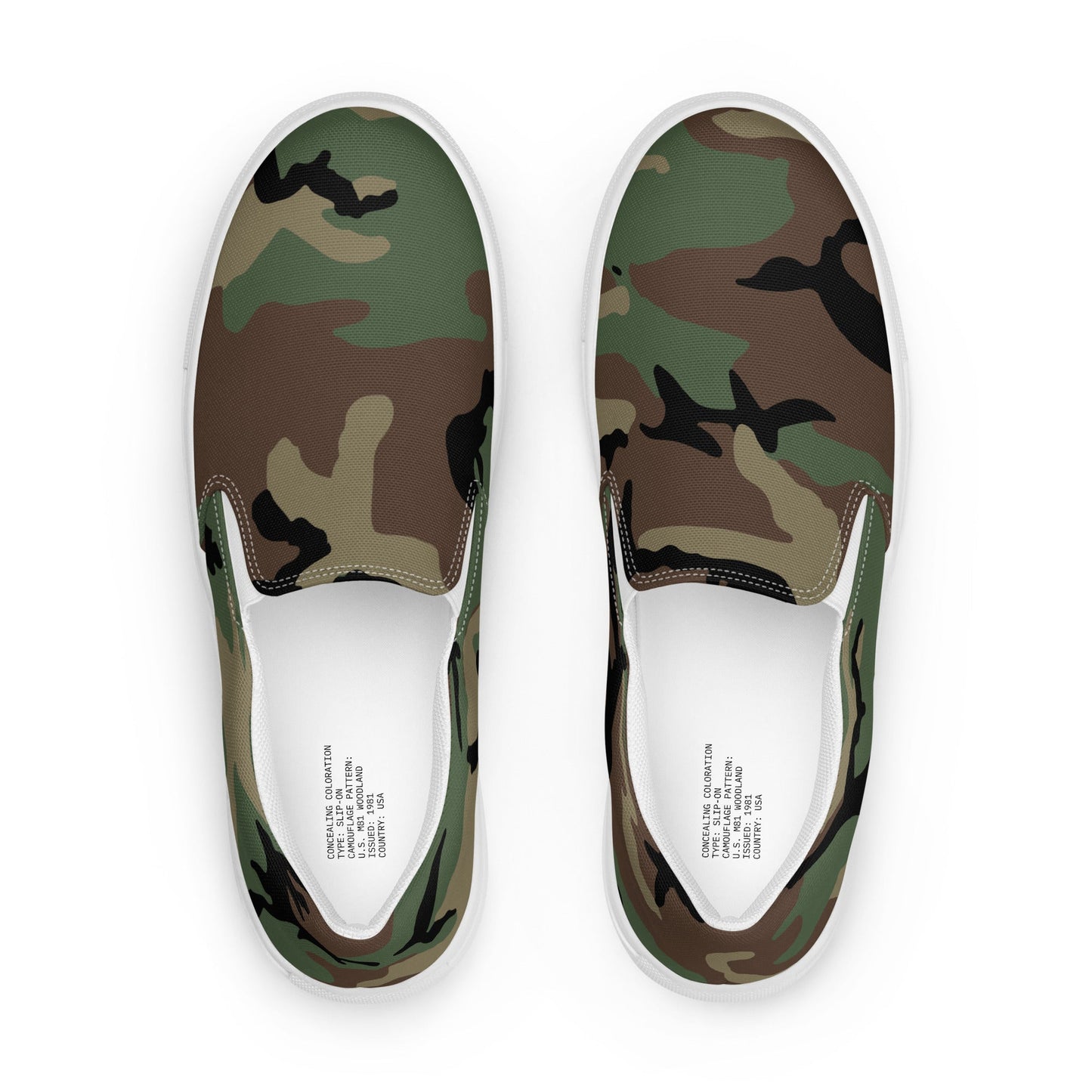 M81 Woodland Camo Men’s Slip-On Sneaker - Concealing Coloration