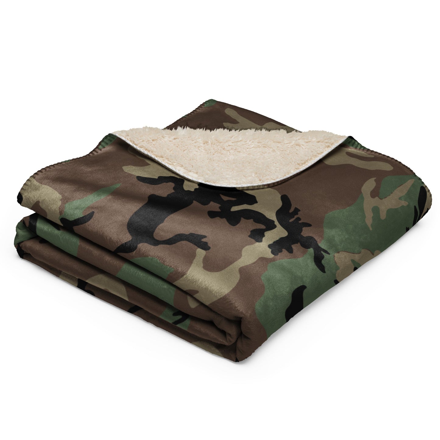 M81 Woodland Camo Sherpa Blanket 60” × 80” _ Concealing Coloration