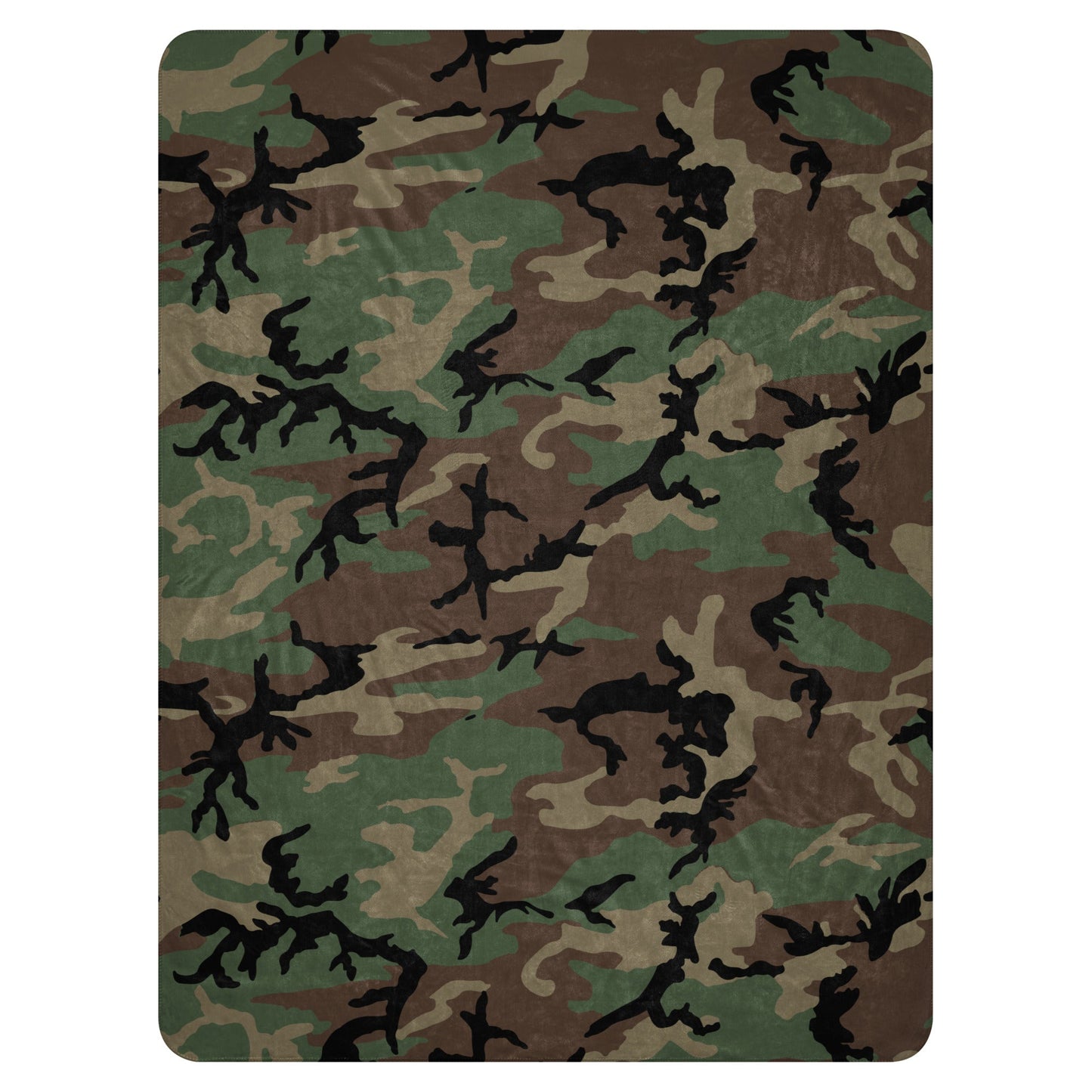 M81 Woodland Camo Sherpa Blanket 60” × 80” _ Concealing Coloration