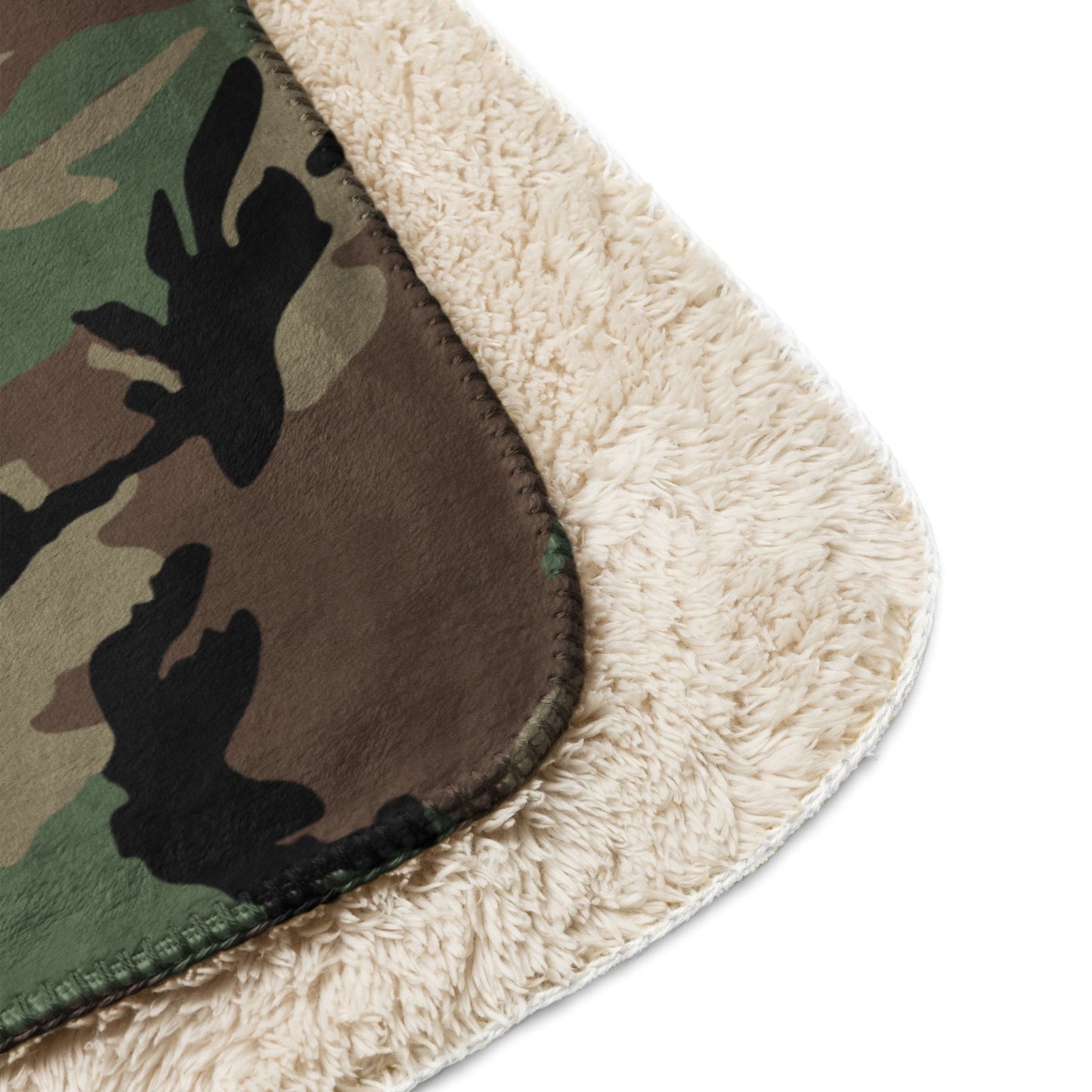 M81 Woodland Camo Sherpa Blanket 60” × 80” _ Concealing Coloration
