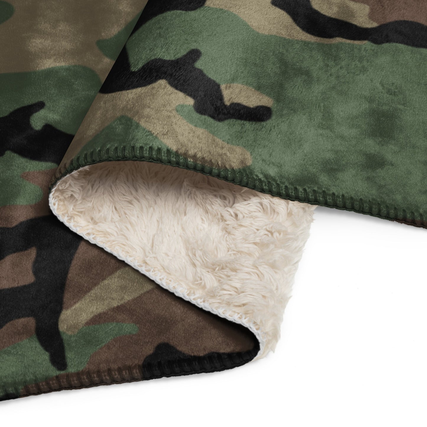 M81 Woodland Camo Sherpa Blanket 60” × 80” _ Concealing Coloration