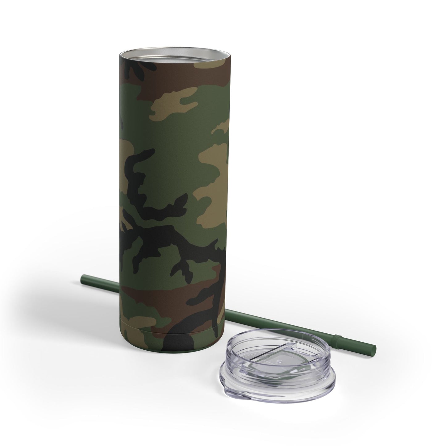 M81 Woodland Camo Skinny 20oz Tumbler with Straw _ Concealing Coloration