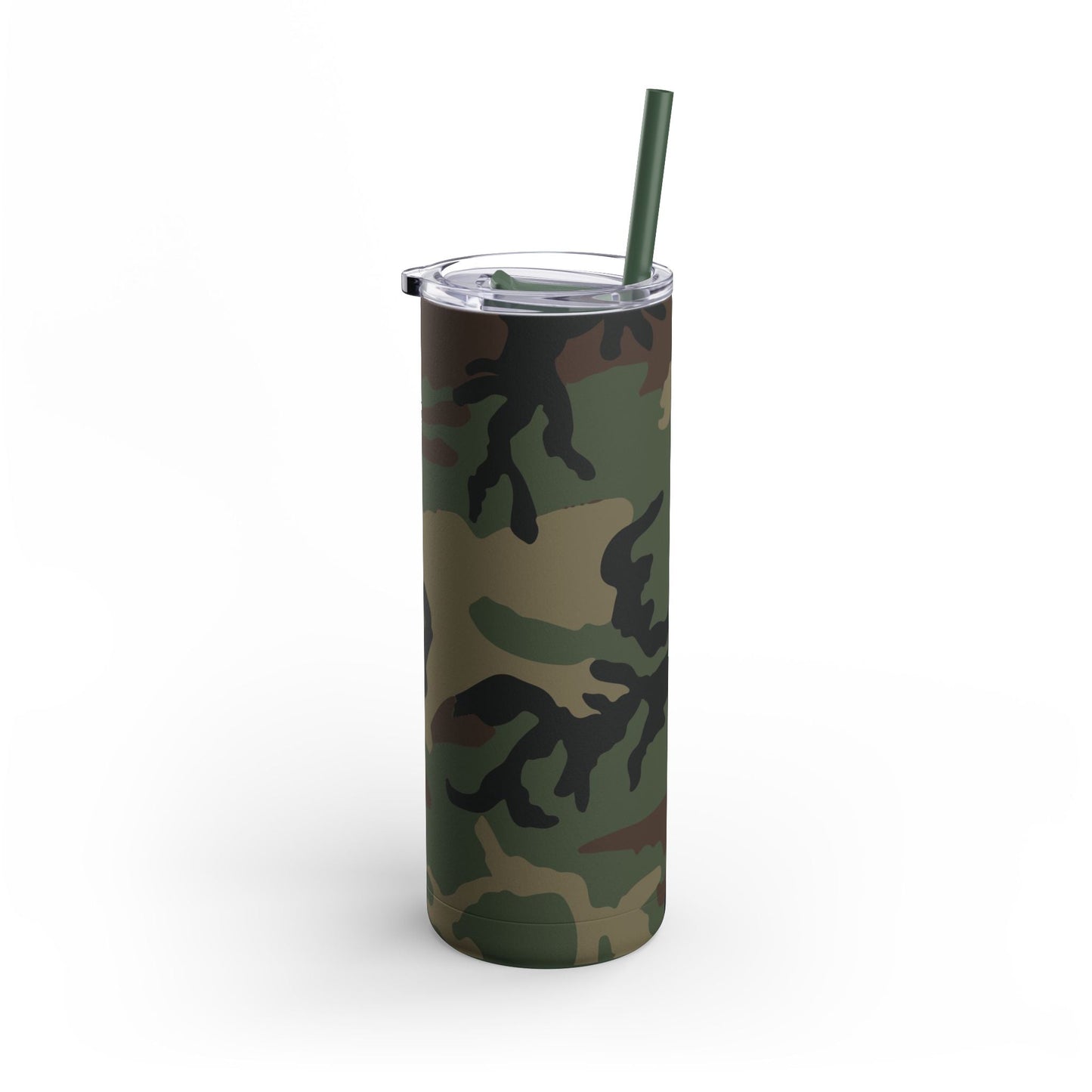 M81 Woodland Camo Skinny 20oz Tumbler with Straw _ Concealing Coloration