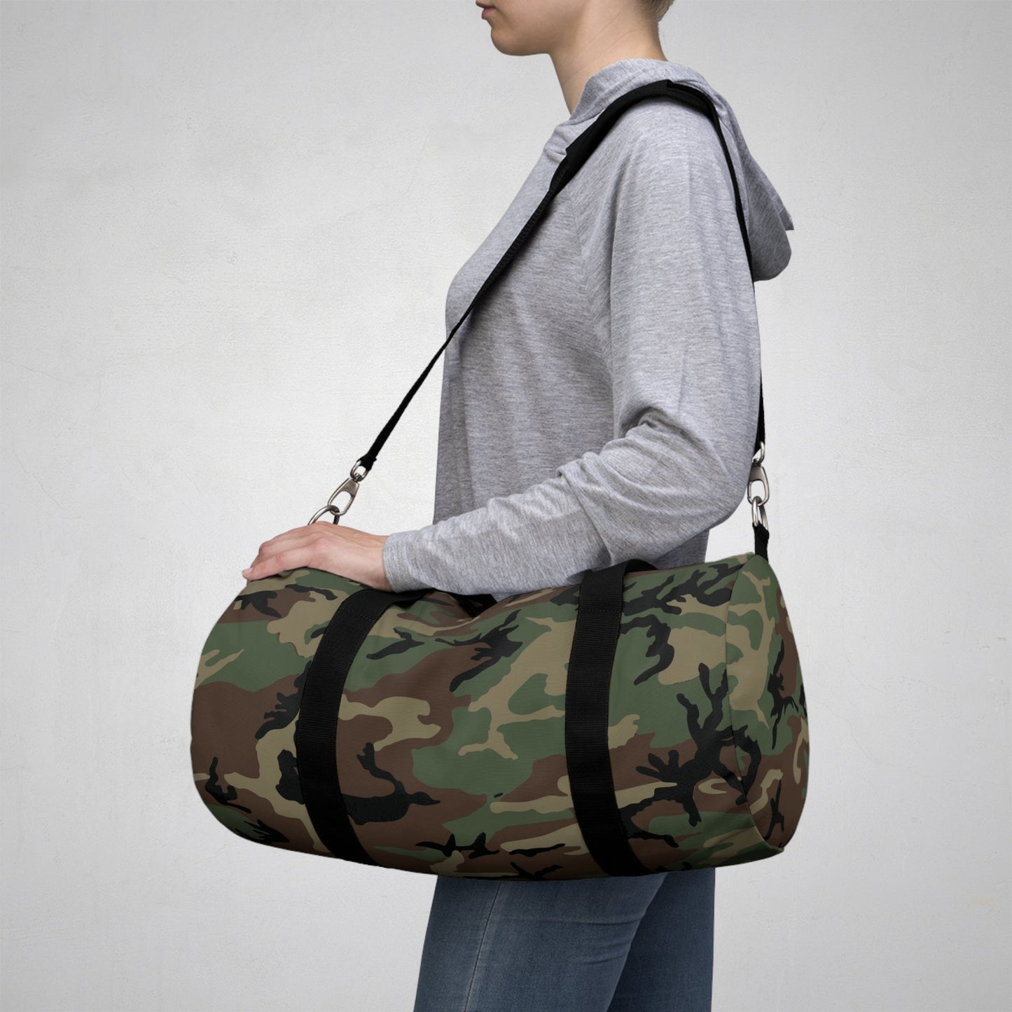 M81 Woodland Camo Small Duffel Bag _ Concealing Coloration
