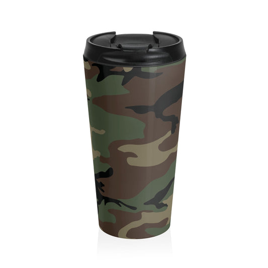 M81 Woodland Camo Stainless Steel Travel Mug - Concealing Coloration