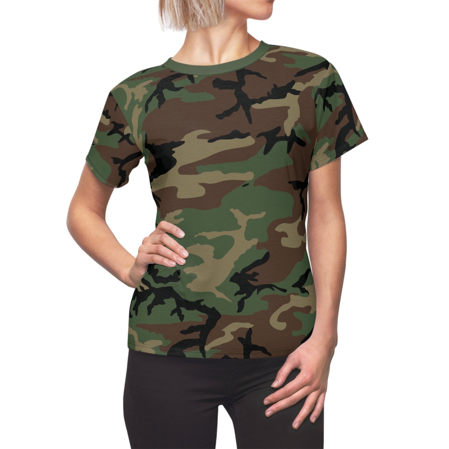 M81 Woodland Camo Women’s T-Shirt _ Concealing Coloration