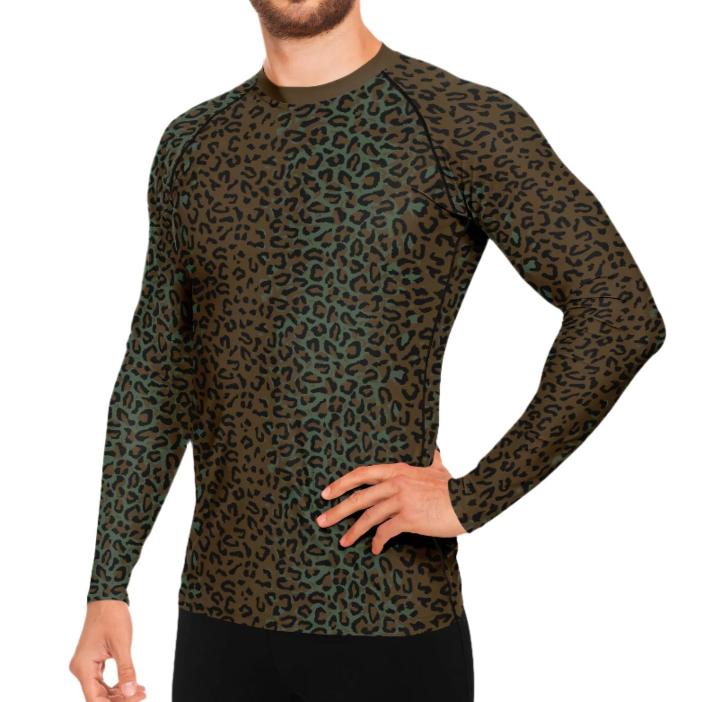 Leopard Spot Camo Men's Long-sleeve Base Layer _ Concealing Coloration