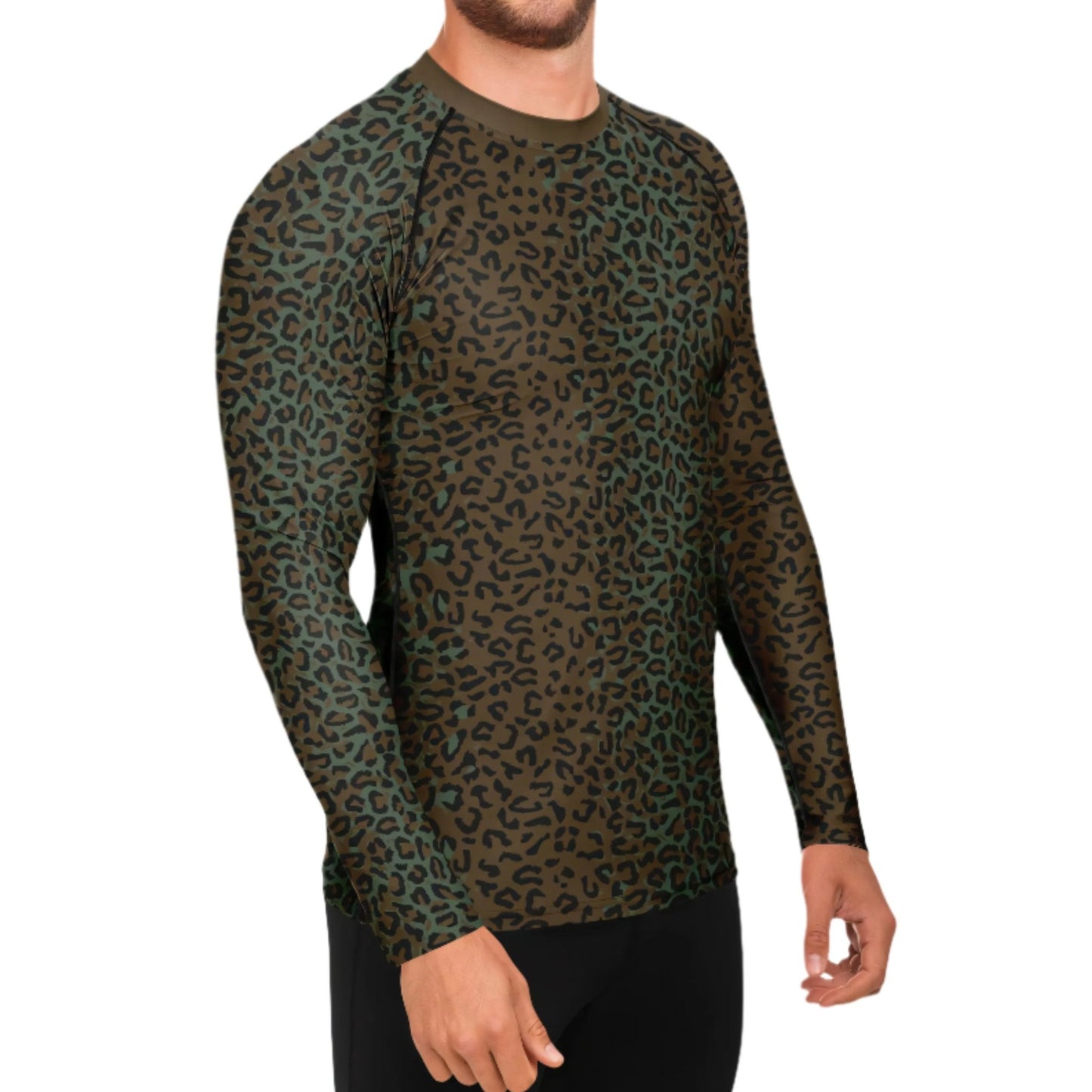 Leopard Spot Camo Men's Long-sleeve Base Layer _ Concealing Coloration