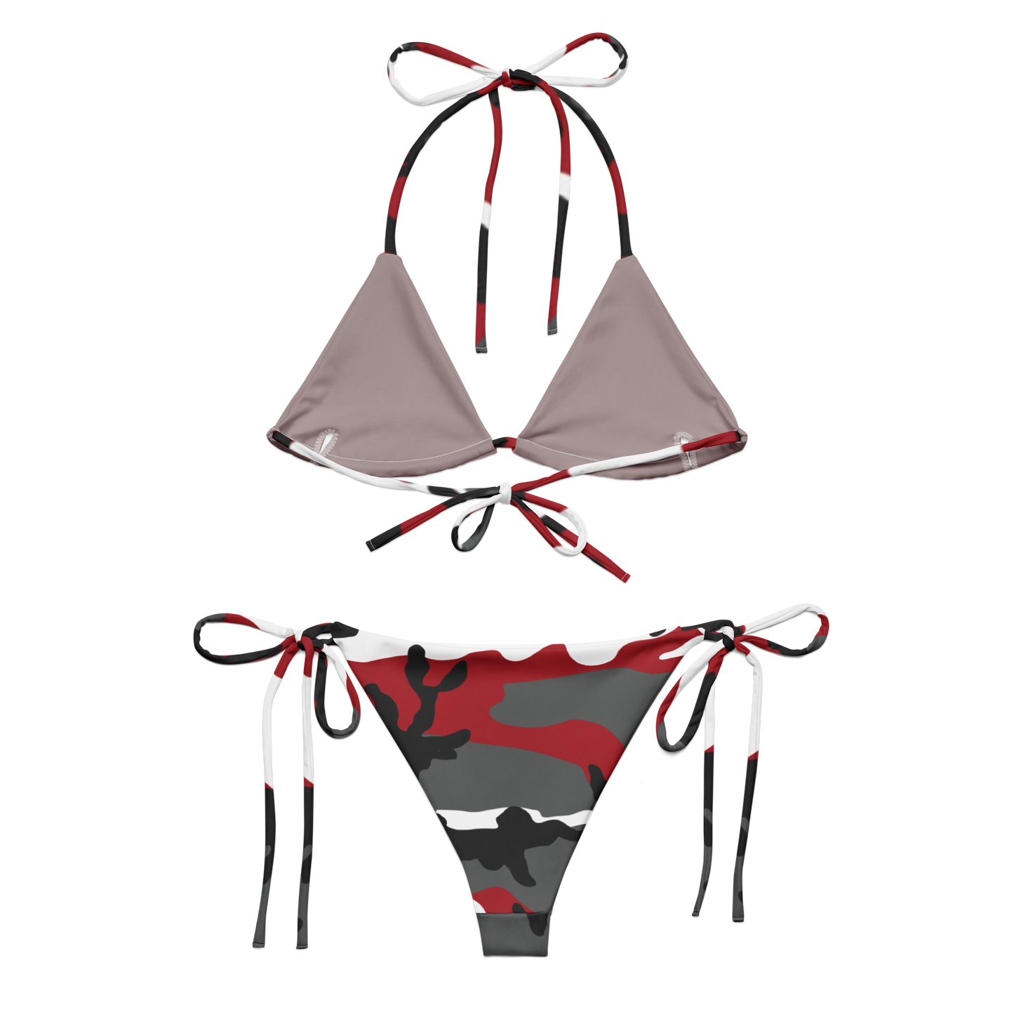 Red Urban Camo String Bikini Set - flat-lay back