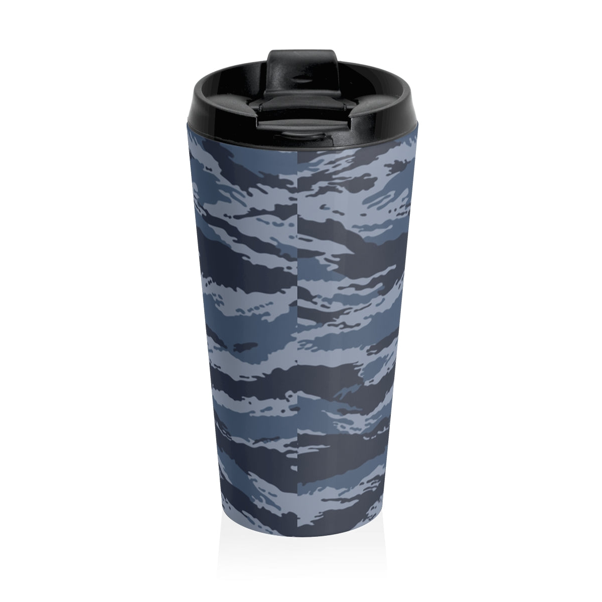 Kamysh Blue Camo Stainless Steel Travel Mug - close-up