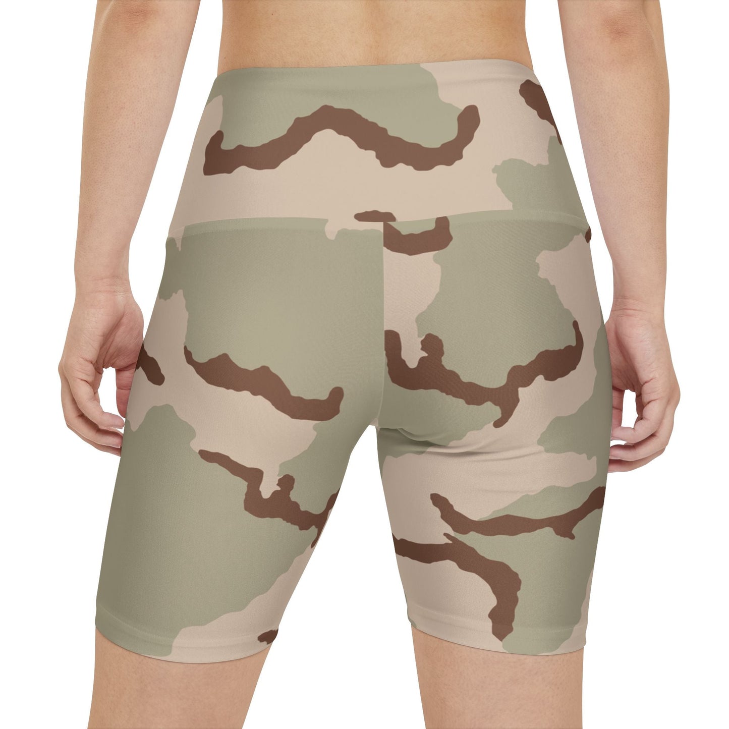 Three-Color Desert Camo High-Rise Bike Shorts _ Concealing Coloration